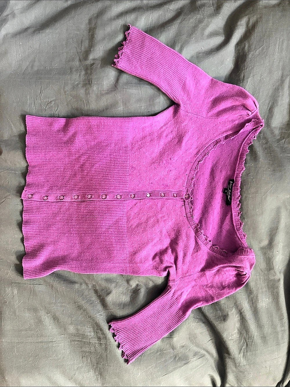 Betsey Johnson Silk Blend Button-Front Half-Sleeve Cardigan